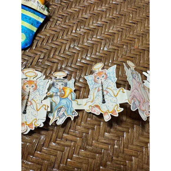 Vintage Cat-Themed Christmas Ornament Set With Stocking Cat Paper Garland - Picture 9 of 14